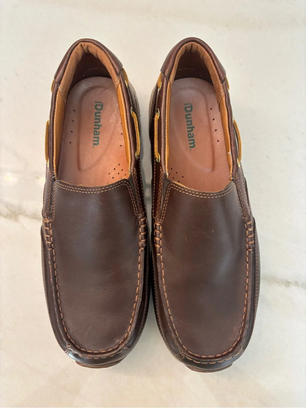 Dunham Men's Leather Brown Waterford Slip On boat shoes loafers Size 10 New